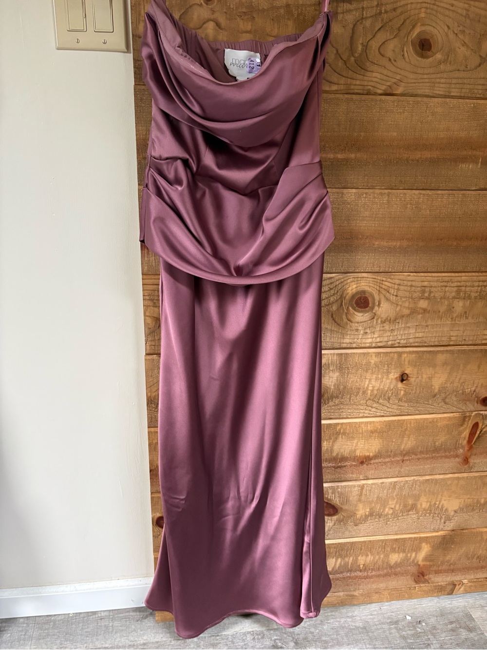 m. rena Cowl Neck Satin Maxi Dress in Dusty Mauve